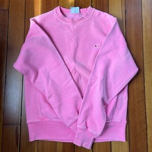Champion Pink Reverse Weave Small Crewneck Sweatshirt